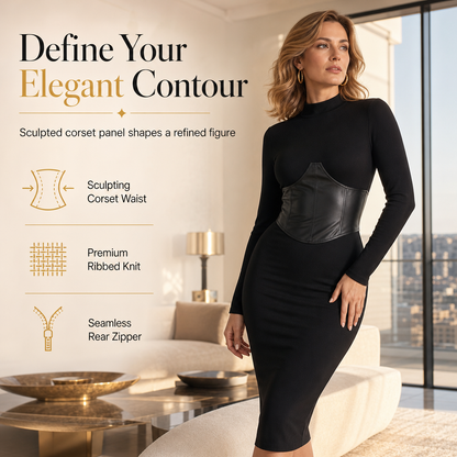 ✨Sculpted Waist, Elegant Curve – Women's Ribbed Bodycon Dress