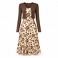 Women's Vintage Floral Slip Dress and Cropped Ribbed Knit Cardigan 2-Piece Set