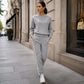 💖Black Friday Mega Deal – 50% off!💖 🏃‍♀️Women's Contrast Piping Sweatshirt & Joggers 2-Piece Set