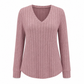 💖Black Friday Mega Deal – 50% off!💖 Women's Plus Size V Neck Long Sleeve Ribbed Brushed T-Shirt Loose Fit Solid Color Pullover Top