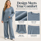 Women's Ribbed Knit Side-Slit Top & Pants Set