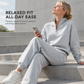 Casual Two Piece Pants Set Solid Color Zip Lapel Collar Top and Long Trousers Outfit for Autumn and Winter