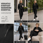 Casual Two Piece Pants Set Solid Color Zip Lapel Collar Top and Long Trousers Outfit for Autumn and Winter