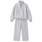 Casual Two Piece Pants Set Solid Color Zip Lapel Collar Top and Long Trousers Outfit for Autumn and Winter