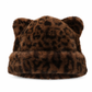 Women Fluffy Faux Mink Fur Beanie Hat with Cute Bear Ears Warm Winter Cold Weather Pullover Cap