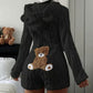 Women's Cute Bear Ear Hooded Plush Romper