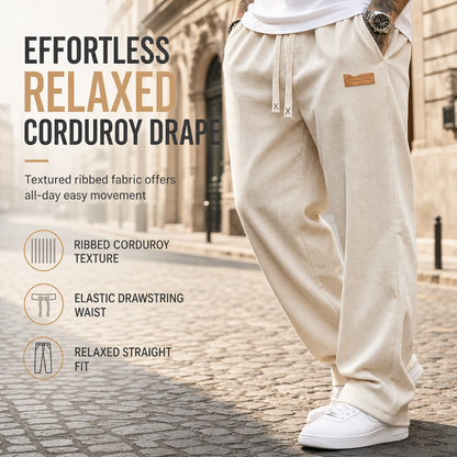 🖤🖤 🏃‍♀️Men's Lightweight Corduroy Casual Pants Loose Fit Straight Leg Trousers