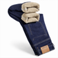 Men's Winter Thickened Jeans Loose Straight Leg Thick Warm Business Casual Denim Pants