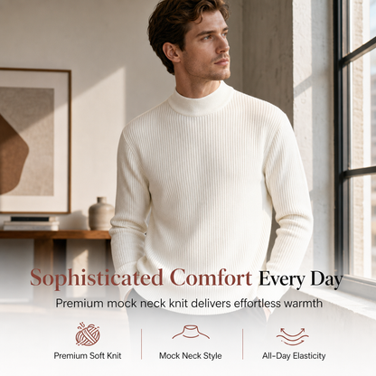 Men's Mock Neck Solid Color Knit Sweater