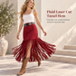 Women Stylish Elastic Stretch Fringe Skirt Casual Versatile Tassel Skirt for Spring and Fall