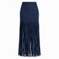 Women Stylish Elastic Stretch Fringe Skirt Casual Versatile Tassel Skirt for Spring and Fall