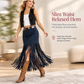 Women Stylish Elastic Stretch Fringe Skirt Casual Versatile Tassel Skirt for Spring and Fall
