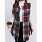 Women's Plaid Button Down Vest Shirt with Pockets