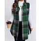 Women's Plaid Button Down Vest Shirt with Pockets
