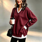 Women's Layered-Look V-Neck Sweatshirt