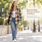 Women's Plaid Long Sleeve Button-Down Casual Shirt with Chest Pocket