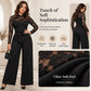 Women's Elegant Lace Patchwork Belted Jumpsuit