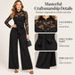 Women's Elegant Lace Patchwork Belted Jumpsuit