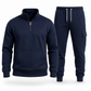Men's Two-Piece Half-Zip Sweatshirt and Cargo Joggers Tracksuit Set