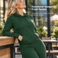 Women Two Piece Outfit Crew Neck Long Sleeve Top and Matching Pants Set for Fall