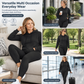 Women Two Piece Outfit Crew Neck Long Sleeve Top and Matching Pants Set for Fall