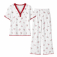 Women's Printed Pajama Set Short Sleeve Top and Long Pants Comfortable Stretchy Loungewear