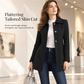 Women Elegant Mid-Length Plaid Trench Coat Versatile Autumn Winter