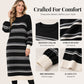 🖤 Women's Striped Long Sleeve Knit Sweater Dress