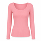 Women's Square Neck Long Sleeve Ribbed Knit Slim Fit T-Shirt