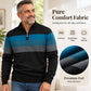 Men's Casual Slim Fit Half-Zip Striped Sweater
