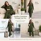 Women's Rib Knit Long Sleeve High Slit Tunic and Pants Two Piece Set