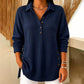 👚 Textured Feel, Easy Everyday Comfort | Women's Waffle Knit Long Sleeve Top