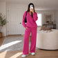 Women's Knit V-Neck Sweater & Wide-Leg Pants Set