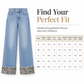 Women's Fashion Casual Washed Stretch Leopard Print Blue Jeans