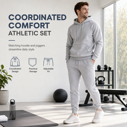 Men's Casual Soft Hoodie and Jogger Trousers Set