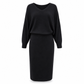 Elegant V Neck Batwing Sleeve Knit Top and Midi Skirt Two Piece Set