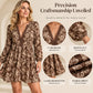 Women's Vintage Floral Print Long Sleeve V-Neck Dress