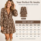 Women's Vintage Floral Print Long Sleeve V-Neck Dress