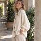 Women's Elegant Lapel Knit Cardigan with Gold Buttons