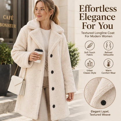 Women's Warm Plush Button-Down Lapel Coat