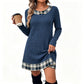 👗 Eye-Catching Pattern Mix, Soft Everyday Comfort | Women's Casual Plaid Patchwork Knit Dress