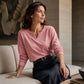 🌸Hot Sale 50% OFF💖Women's Casual Notch V-Neck Long Sleeve Top