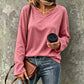 🌸Hot Sale 50% OFF💖Women's Casual Notch V-Neck Long Sleeve Top
