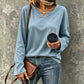 🌸Hot Sale 50% OFF💖Women's Casual Notch V-Neck Long Sleeve Top