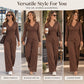 Women's Textured Asymmetric Wrap Top & Wide-Leg Pants Set