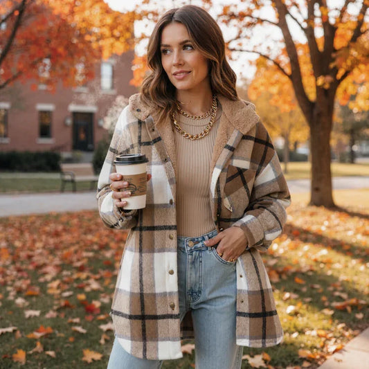 🎉 Last Day Promotion-60% OFF 🧥Women’s Classic Cozy Plaid Hooded Jacket